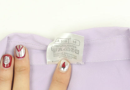 Classics Womens Purple Button-Up Shirt Size 16 Collared Short Sleeve