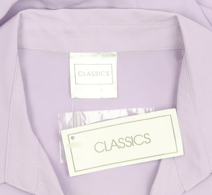 Classics Womens Purple Button-Up Shirt Size 16 Collared Short Sleeve