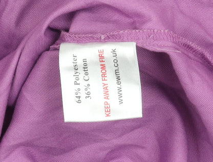 EWM Womens Purple Button-Up Tunic Shirt Size 14 Collared 3/4 Sleeve