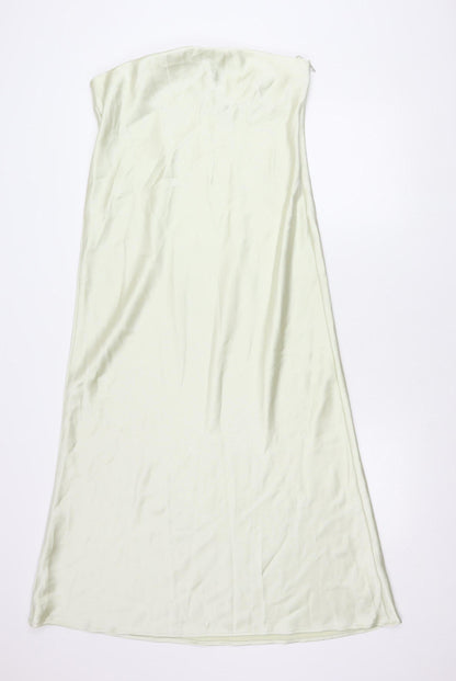 Zara Women Ivory XL Slip Dress Satin Cowl Neck Long Elegant