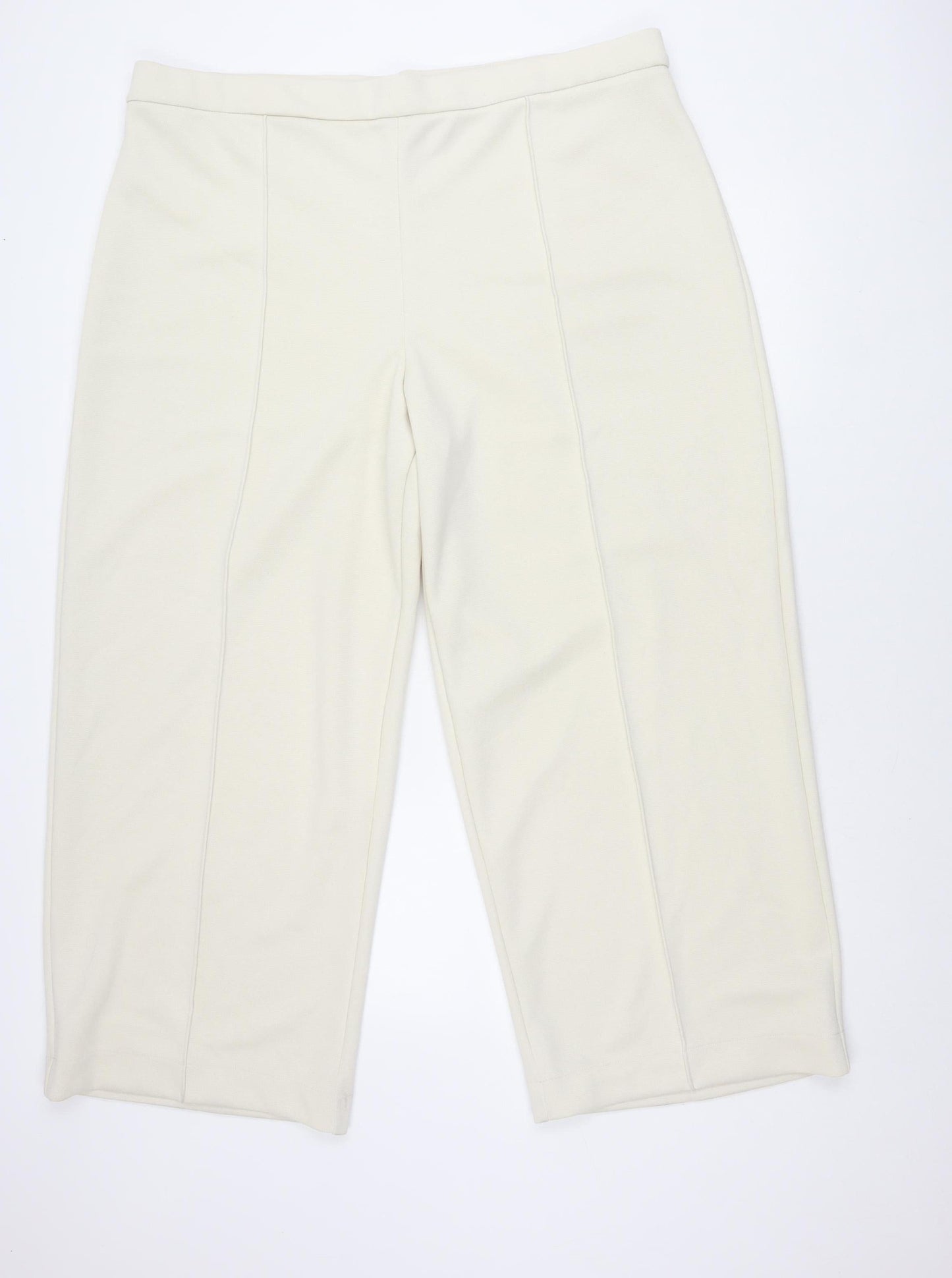 Womens UK Size 24 Marks and Spencer Regular Fit Casual Ivory Trousers