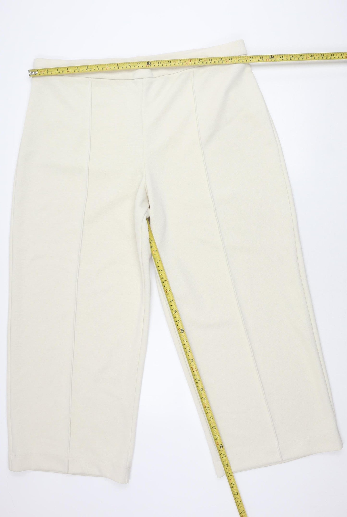 Womens UK Size 24 Marks and Spencer Regular Fit Casual Ivory Trousers
