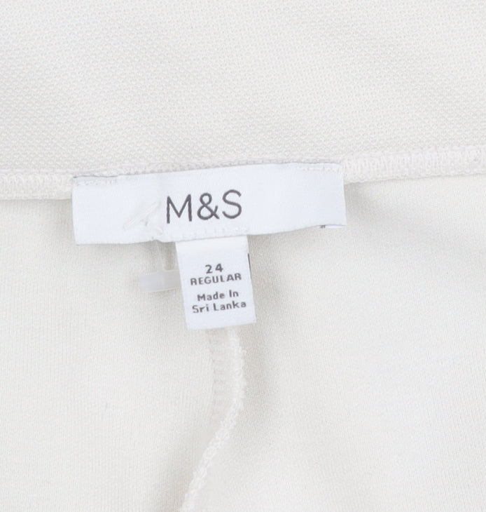 Womens UK Size 24 Marks and Spencer Regular Fit Casual Ivory Trousers