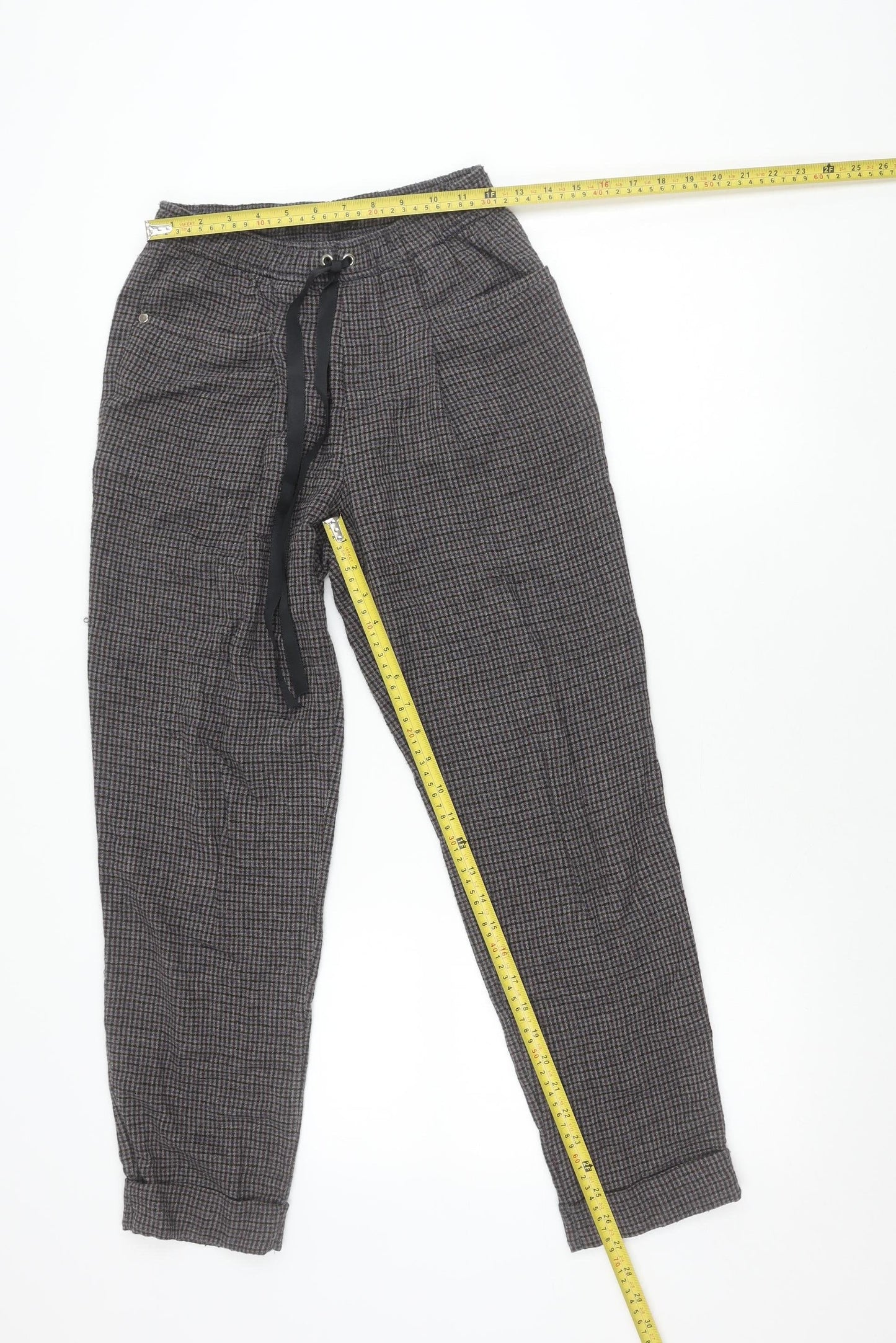 Zara Trafaluc Women’s Grey Check Jogger Trousers XS