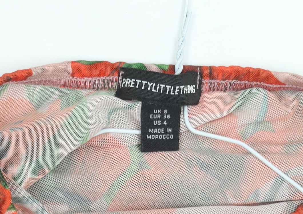 PrettyLittleThing Women’s Multicoloured Floral Wrap Skirt Size 6