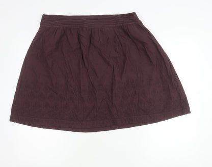 Fat Face Womens Purple Embroidered A-Line Cotton Skirt UK16