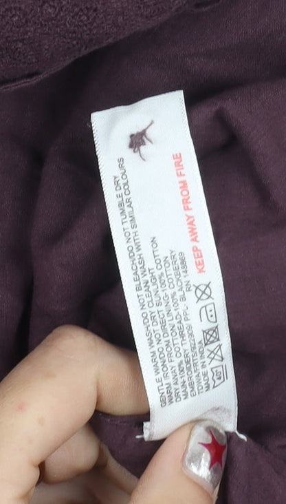 Fat Face Womens Purple Embroidered A-Line Cotton Skirt UK16