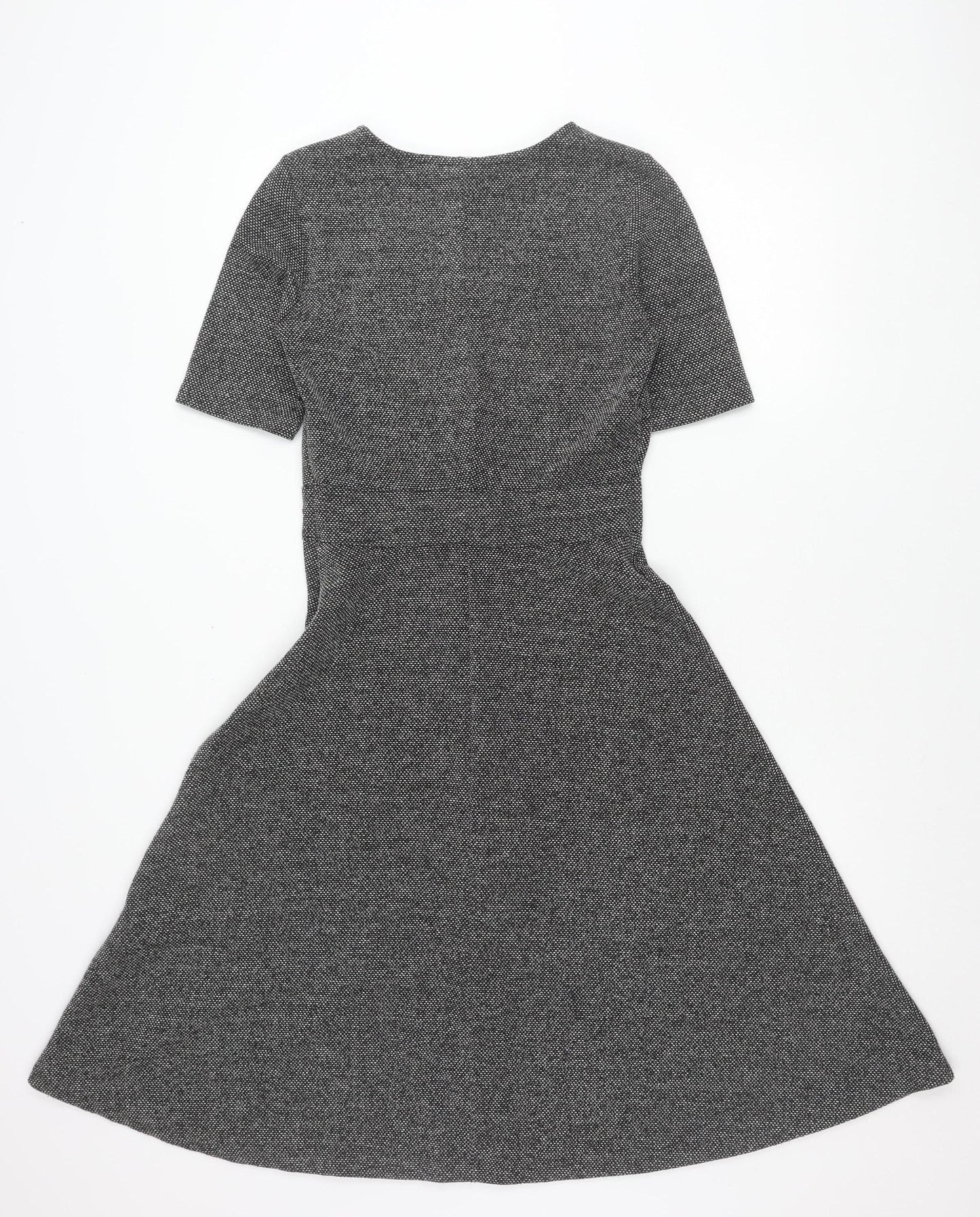 H&M Women’s Grey Fit & Flare Dress Size S V-Neck Knee Length