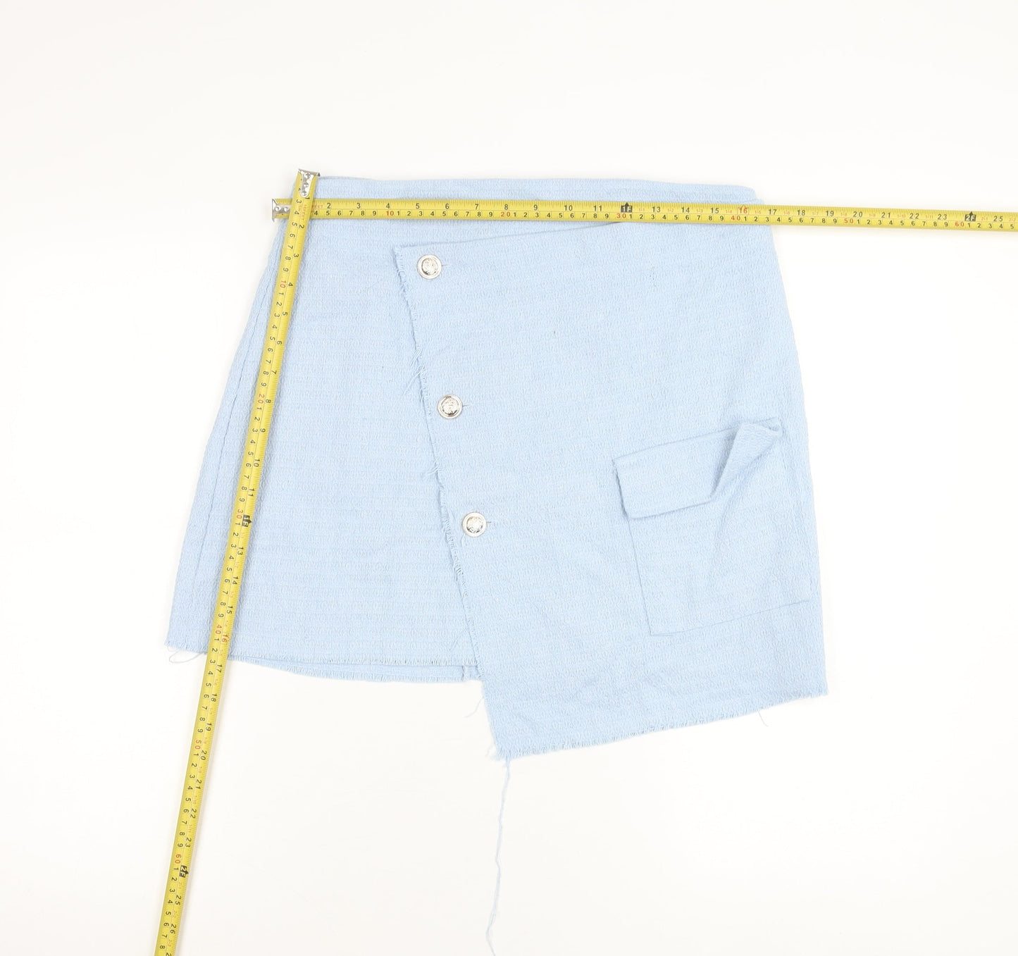 Boohoo Women’s Blue Size 14 Asymmetric Short Skirt with Buttons