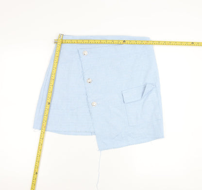 Boohoo Women’s Blue Size 14 Asymmetric Short Skirt with Buttons
