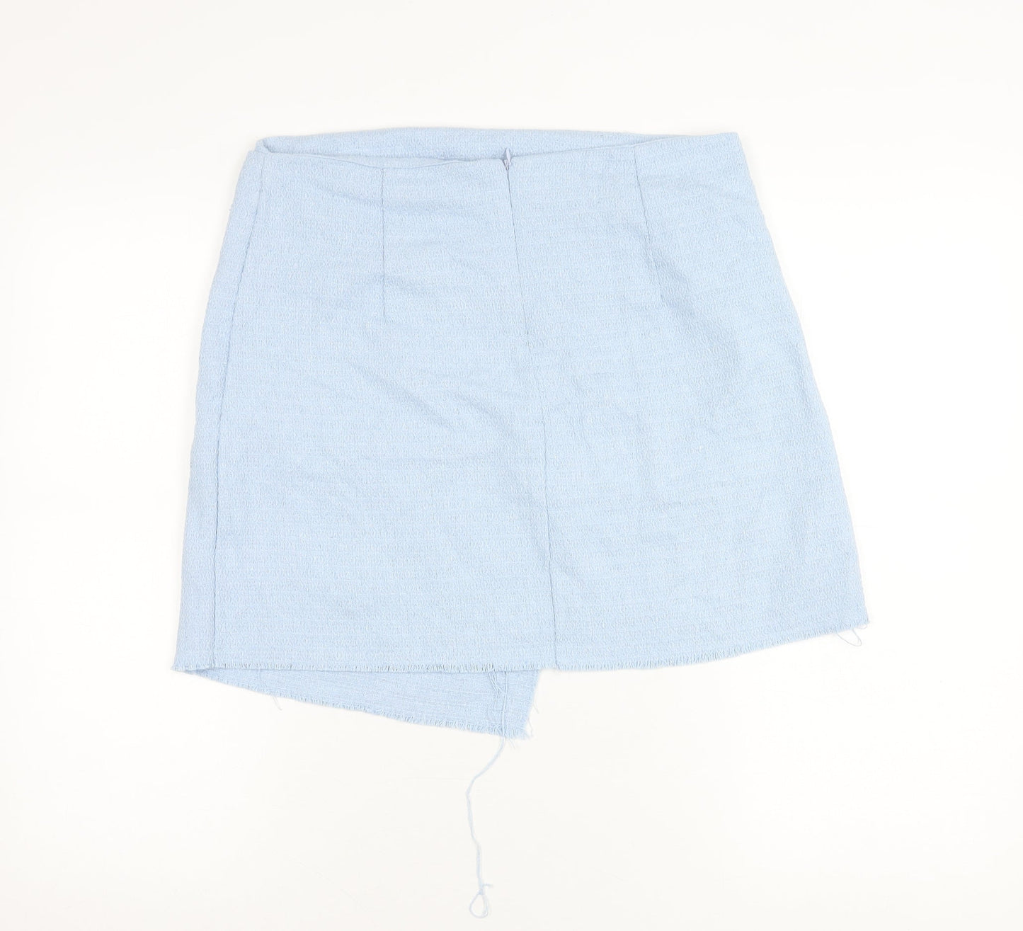 Boohoo Women’s Blue Size 14 Asymmetric Short Skirt with Buttons