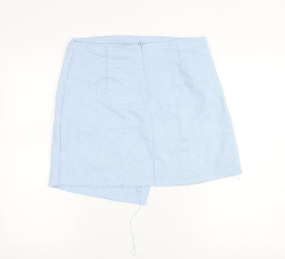 Boohoo Women’s Blue Size 14 Asymmetric Short Skirt with Buttons