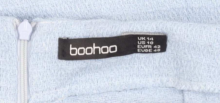 Boohoo Women’s Blue Size 14 Asymmetric Short Skirt with Buttons
