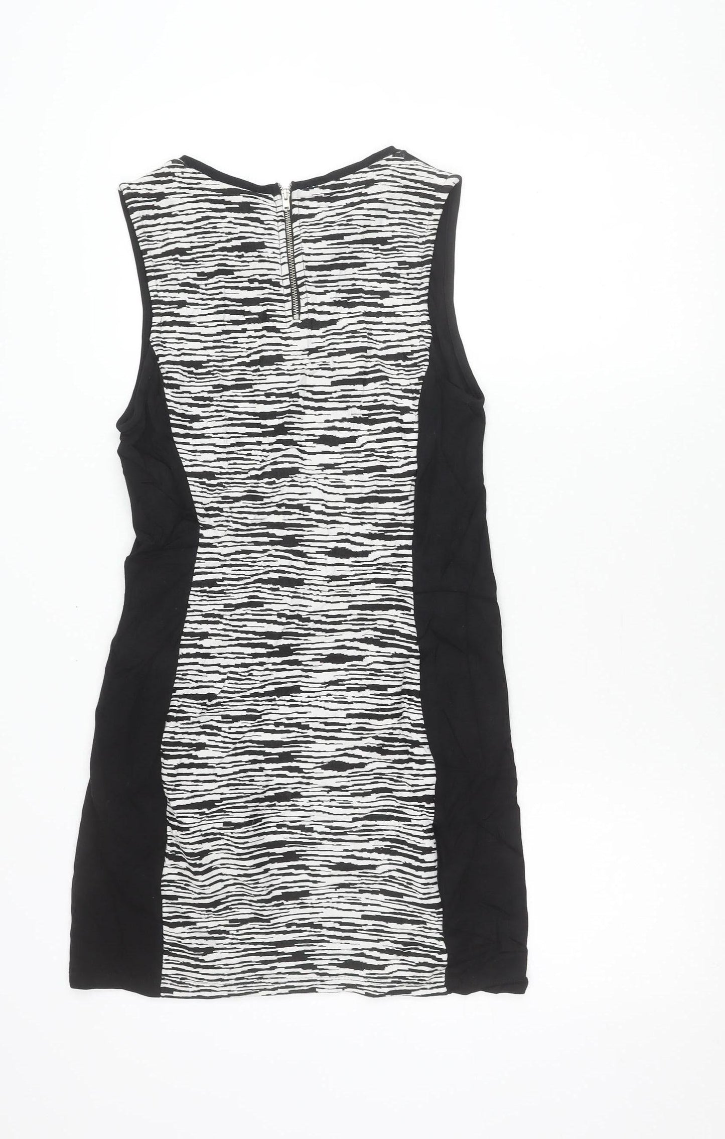 H&M Divided Womens Black White Bodycon Dress Size 12 Sleeveless