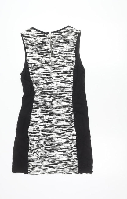 H&M Divided Womens Black White Bodycon Dress Size 12 Sleeveless