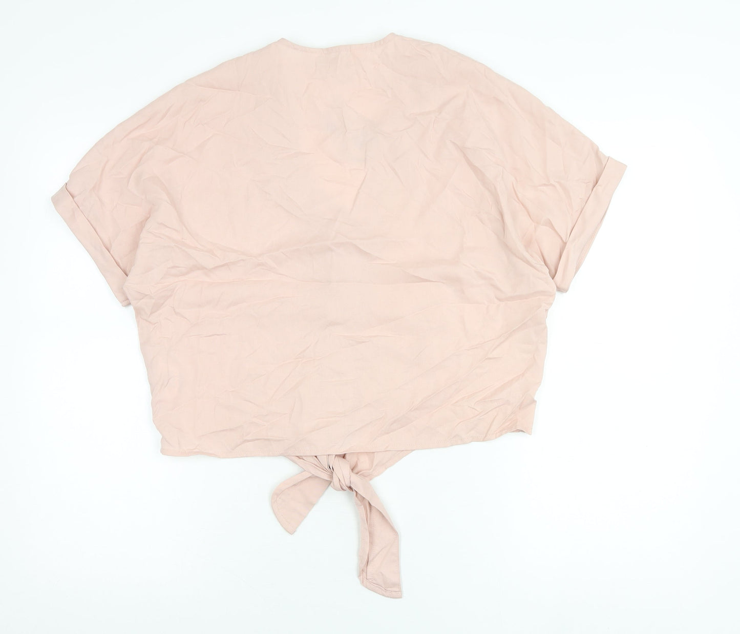 Womens UK Size 8 Apricot Pink Cropped Blouse