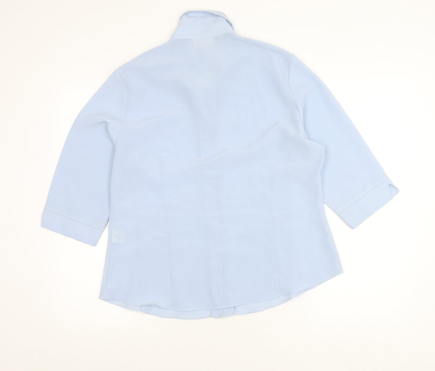 Bonmarché Womens Blue Size 16 Button-Up 3/4 Sleeve Polyester Shirt