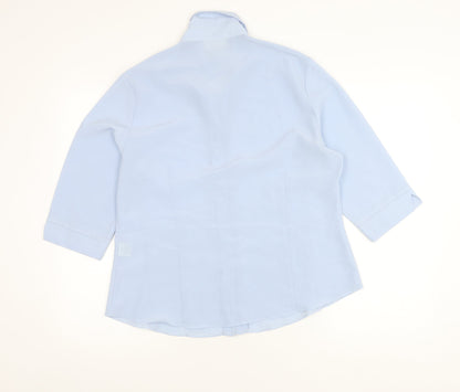 Bonmarché Womens Blue Size 16 Button-Up 3/4 Sleeve Polyester Shirt