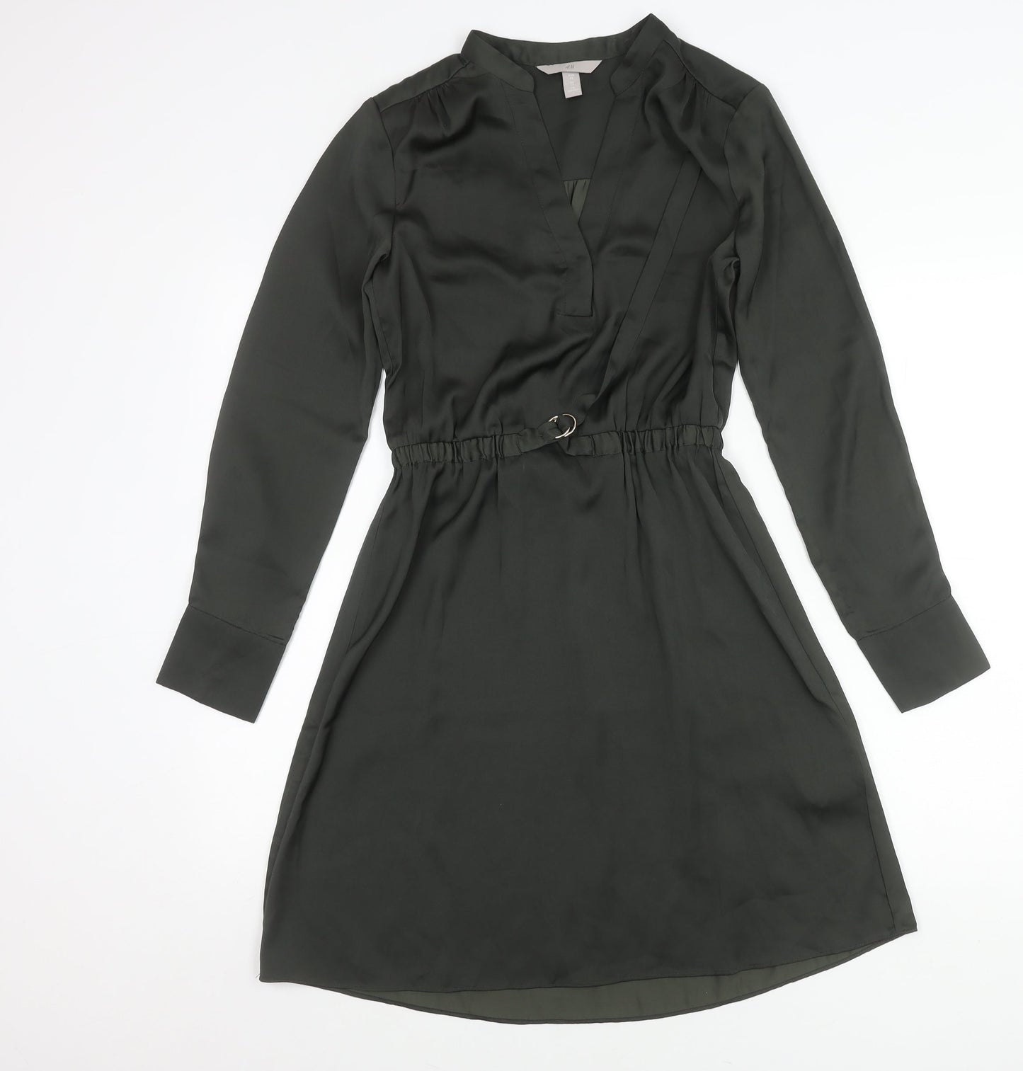 H&M Women’s Green XS Shirt Dress Long Sleeve Knee Length