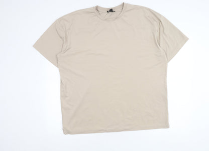 MAN Active Men's Beige Crew Neck Short Sleeve Regular Fit T-Shirt M