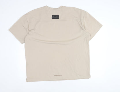 MAN Active Men's Beige Crew Neck Short Sleeve Regular Fit T-Shirt M