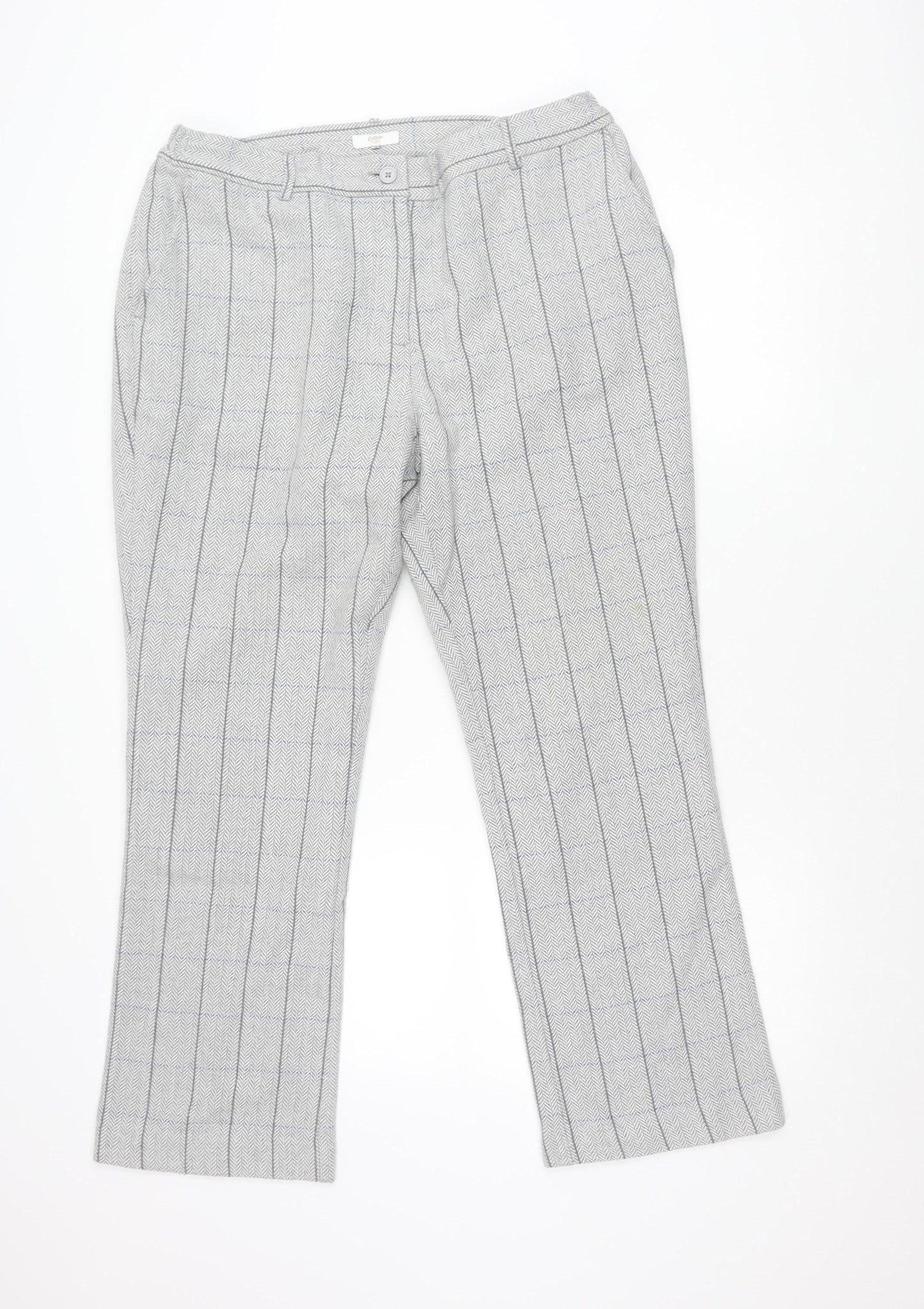 Mens UK Size 16 Cotton Traders Regular Fit Dress Pants Grey Trousers