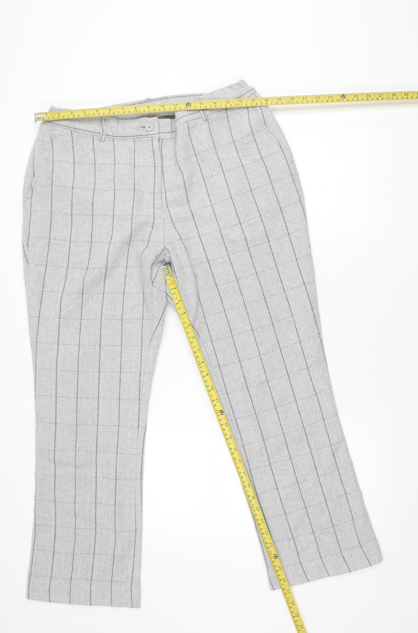 Mens UK Size 16 Cotton Traders Regular Fit Dress Pants Grey Trousers