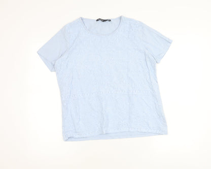 Womens UK Size 14 Isle Essentials Blue Basic T-Shirt