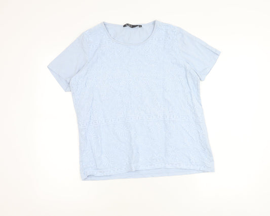 Womens UK Size 14 Isle Essentials Blue Basic T-Shirt