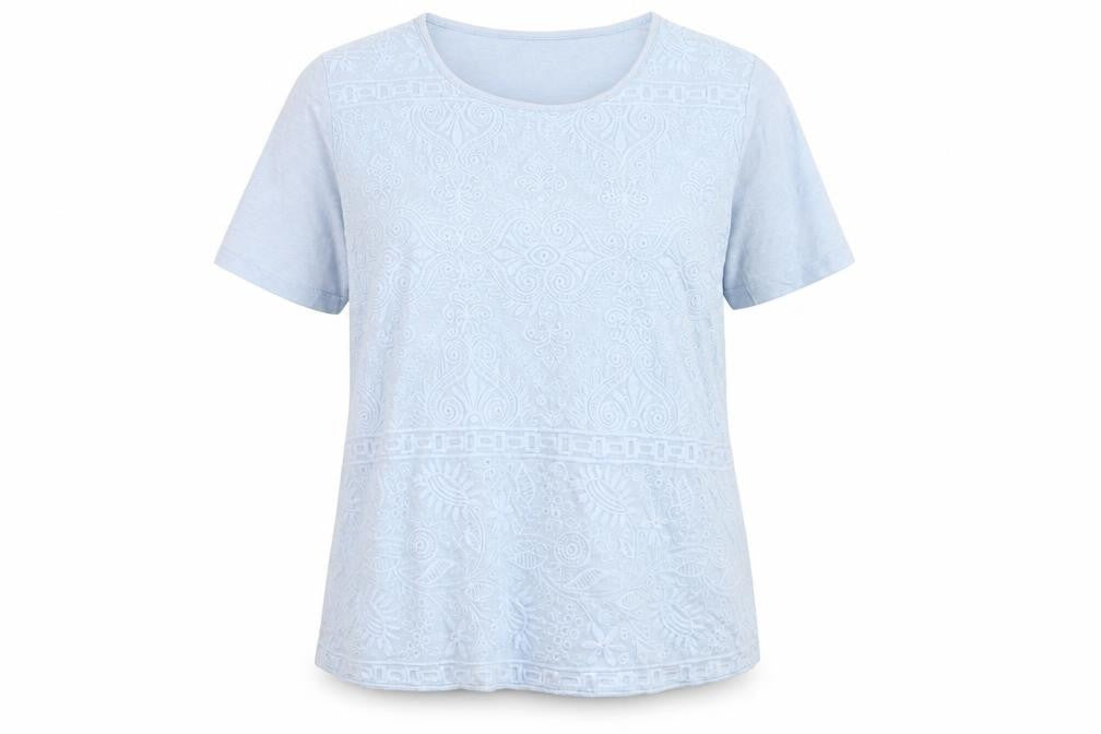 Womens UK Size 14 Isle Essentials Blue Basic T-Shirt