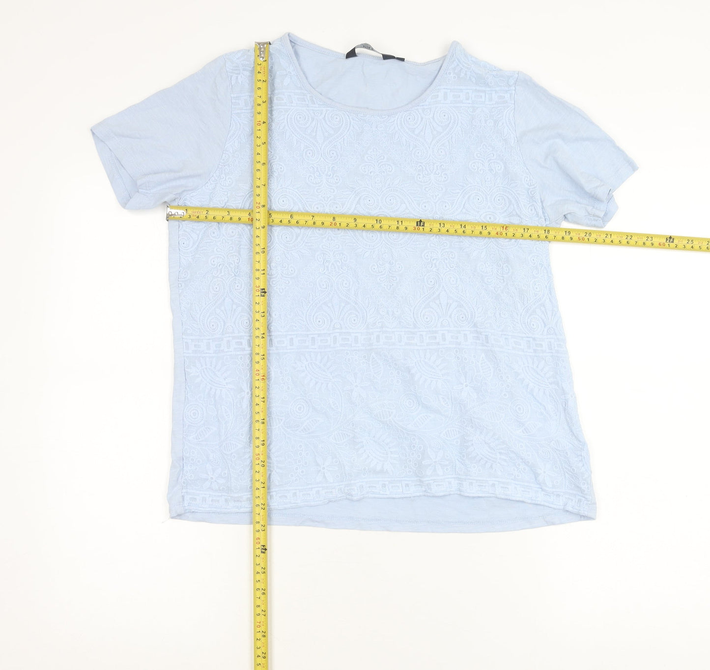 Womens UK Size 14 Isle Essentials Blue Basic T-Shirt