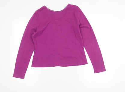 BHS Womens Purple Floral Embroidered Cardigan Knit Top Size 12