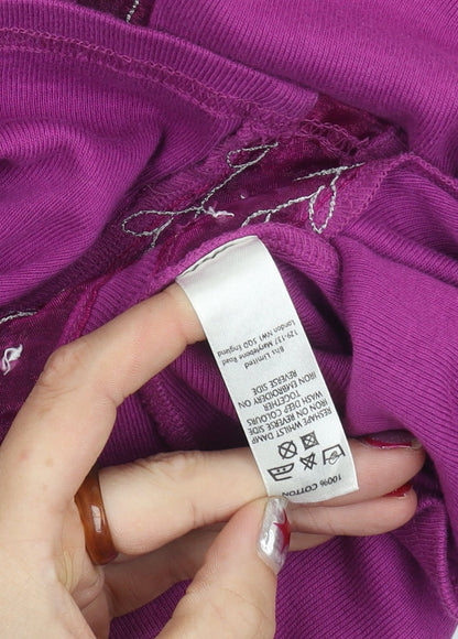 BHS Womens Purple Floral Embroidered Cardigan Knit Top Size 12