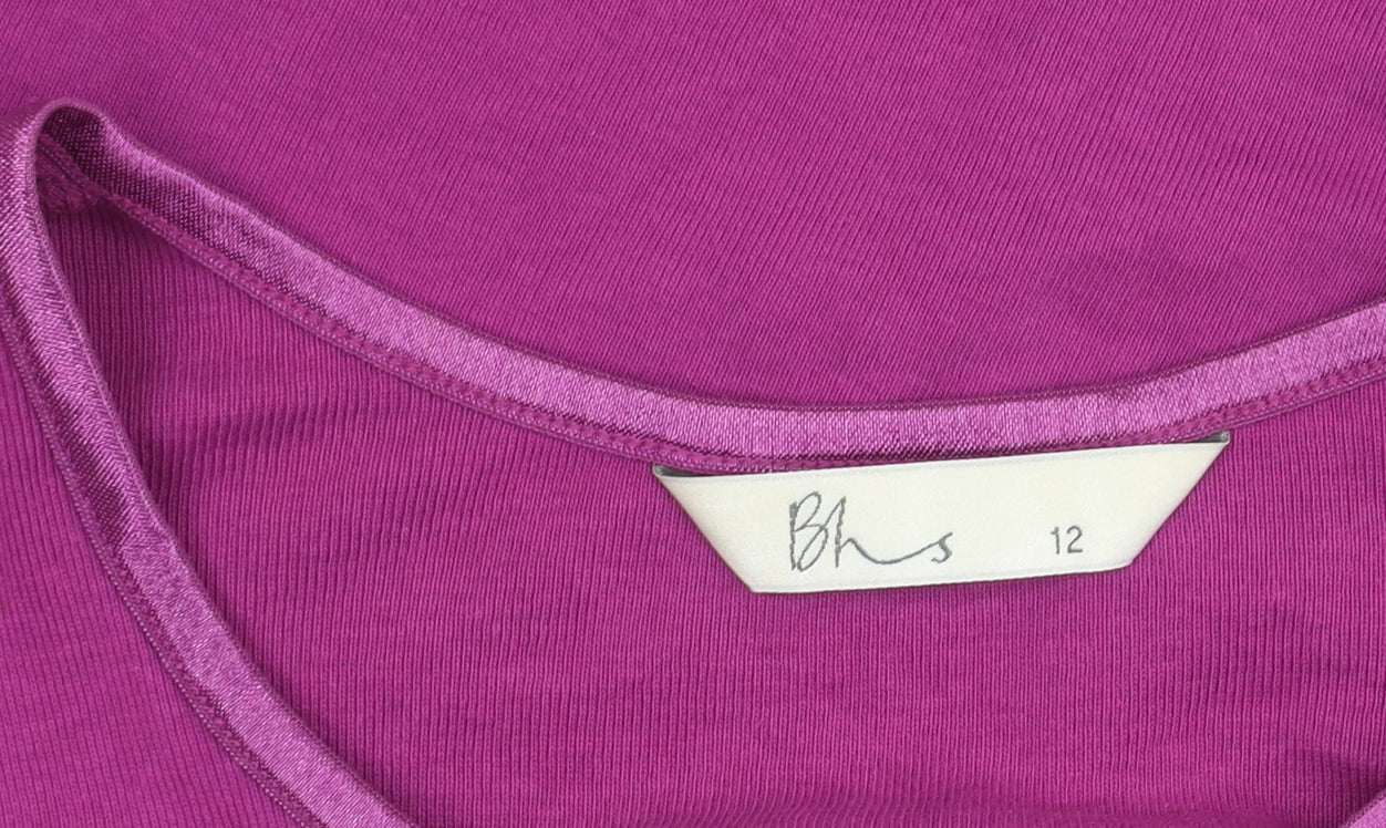 BHS Womens Purple Floral Embroidered Cardigan Knit Top Size 12