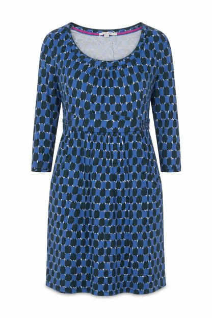 Boden Womens Blue Geometric Fit & Flare Dress Size 12