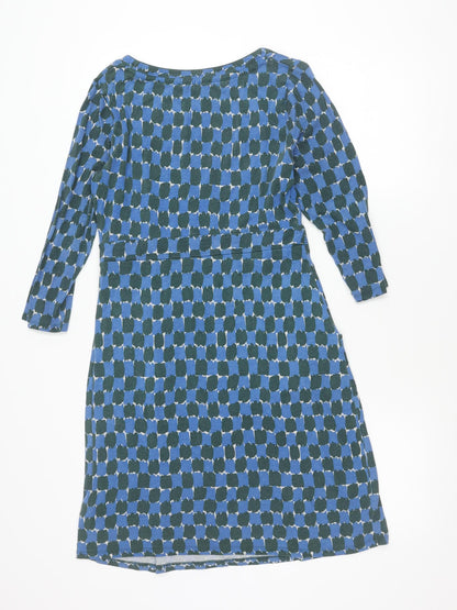 Boden Womens Blue Geometric Fit & Flare Dress Size 12