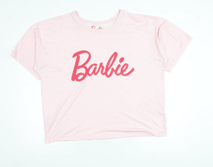 Barbie Women’s Pink Logo T-Shirt Size L Short Sleeve Casual