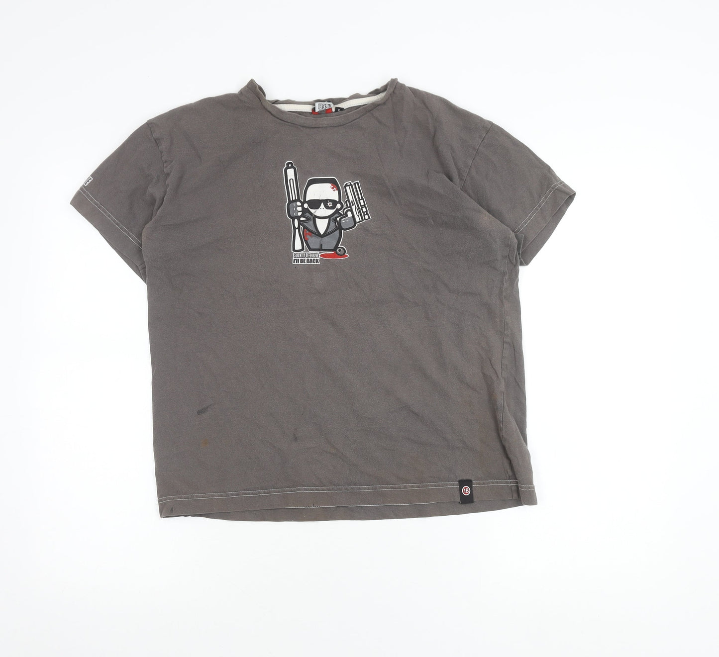 Slightly Offensive Men’s Grey Graphic Cotton T-Shirt Size S Terminator Funny
