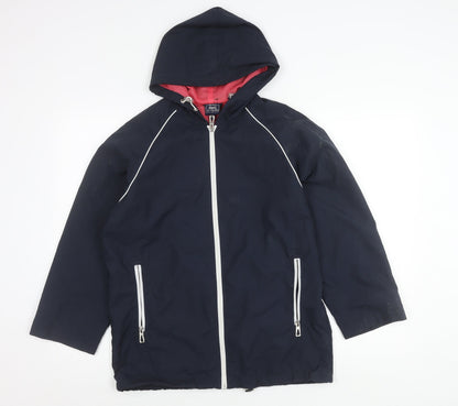 Le Tigre Womens Blue Small Hooded Windbreaker Jacket With Pockets