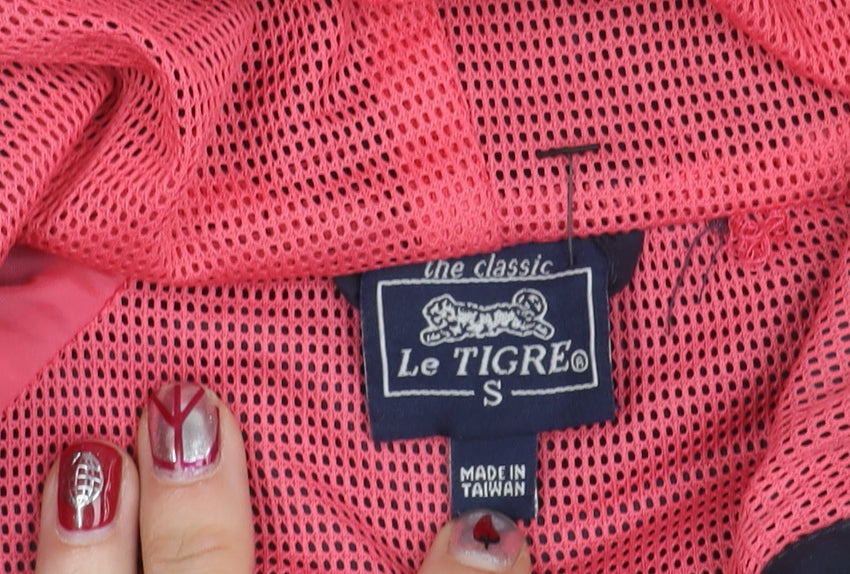Le Tigre Womens Blue Small Hooded Windbreaker Jacket With Pockets