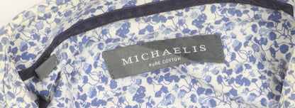 Michaelis Men's Blue Floral Cotton Long Sleeve Button-Up Shirt Size 15
