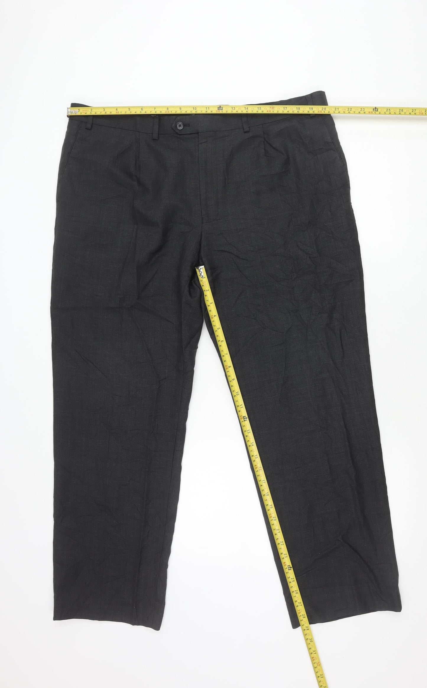 Marks and Spencer Men’s Grey Wool Dress Trousers 42W 31L