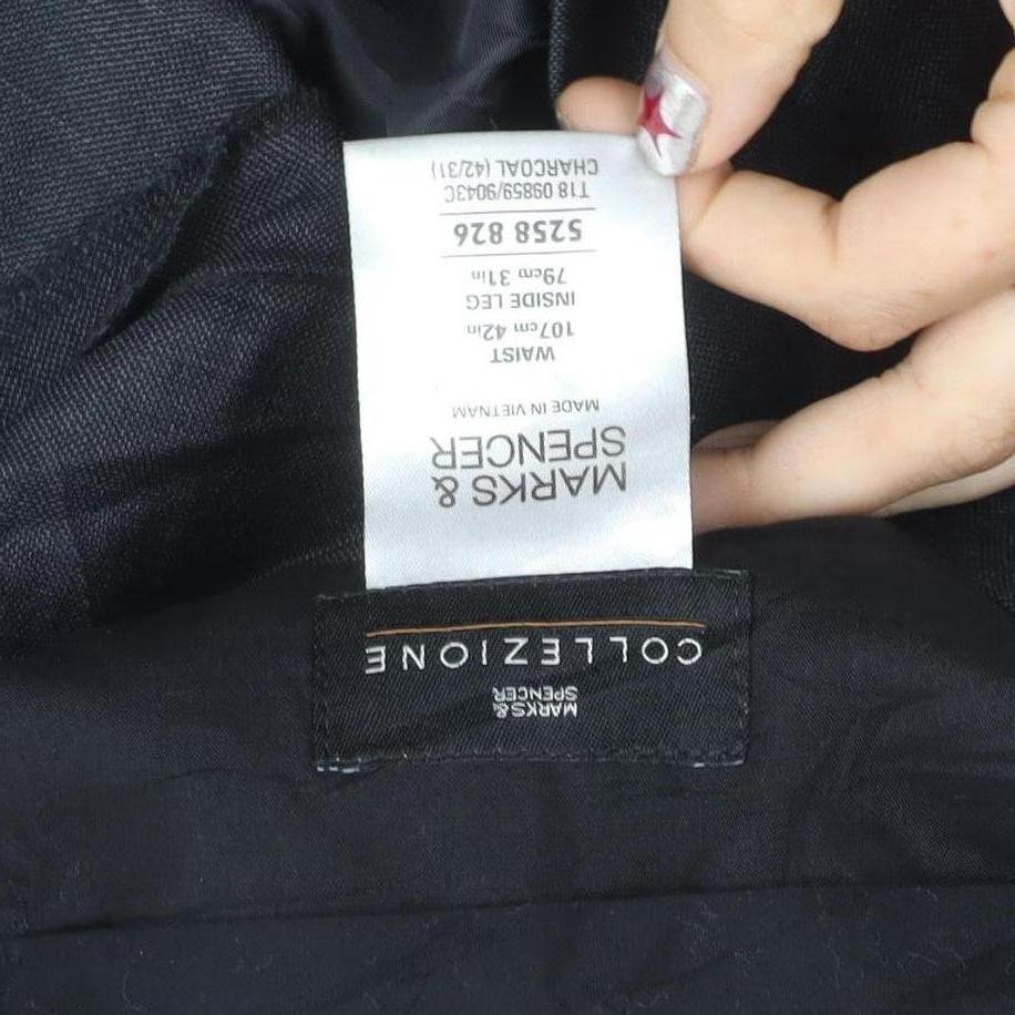 Marks and Spencer Men’s Grey Wool Dress Trousers 42W 31L