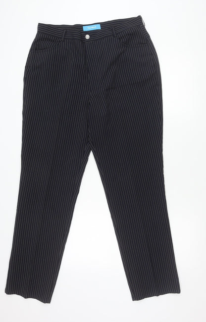 Tom Wolfe Mens Black Pinstripe 36R Dress Pants Trousers