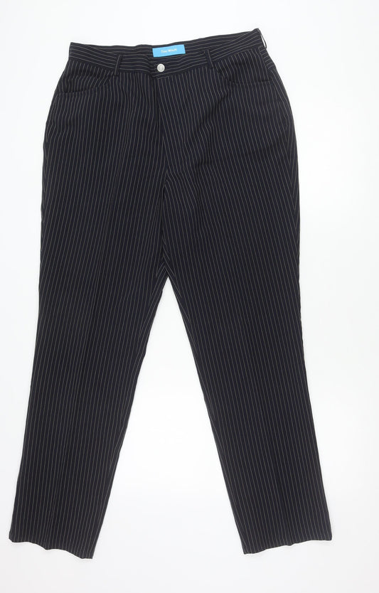 Tom Wolfe Mens Black Pinstripe 36R Dress Pants Trousers