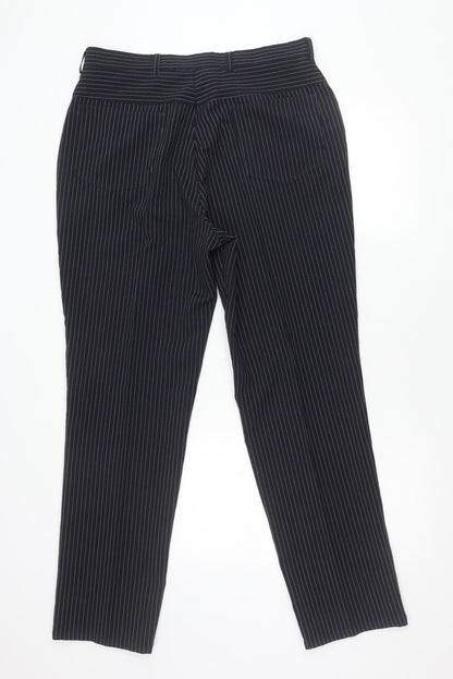 Tom Wolfe Mens Black Pinstripe 36R Dress Pants Trousers