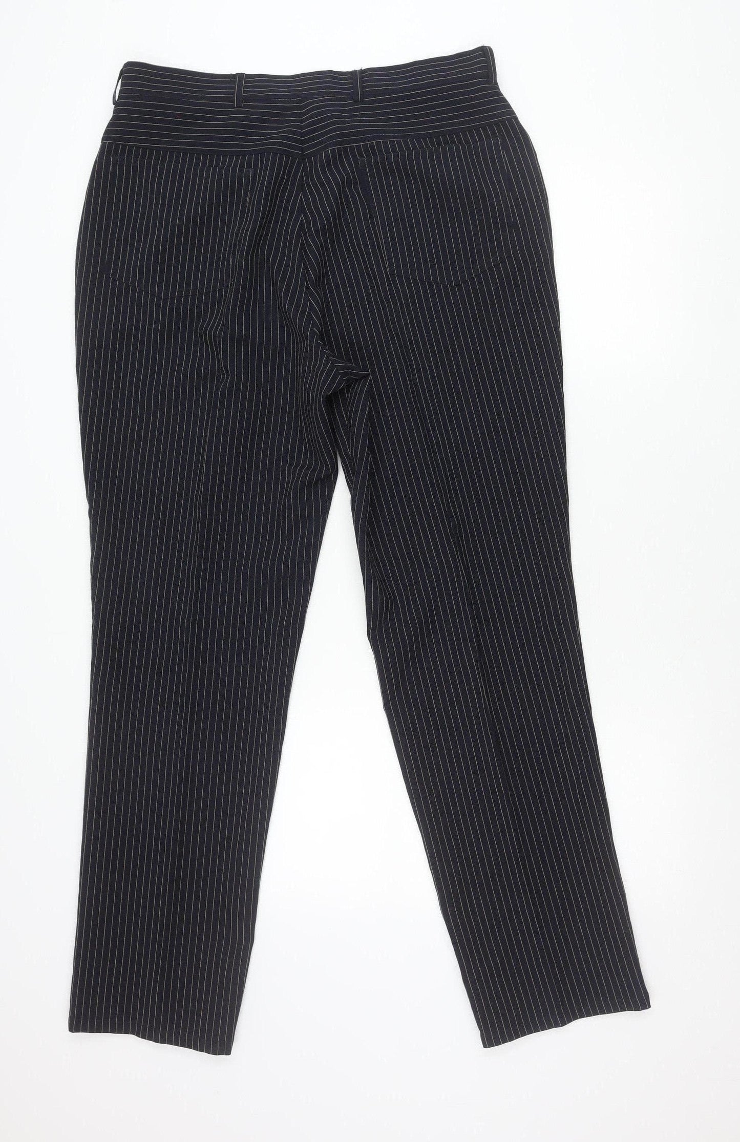 Tom Wolfe Mens Black Pinstripe 36R Dress Pants Trousers