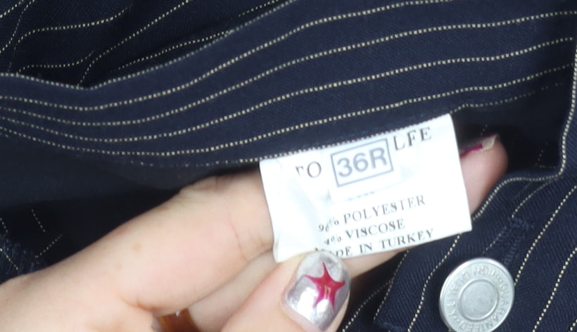 Tom Wolfe Mens Black Pinstripe 36R Dress Pants Trousers