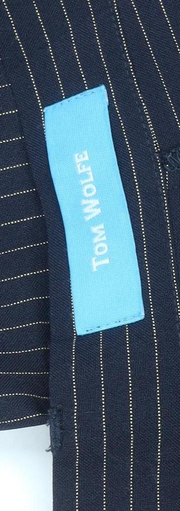 Tom Wolfe Mens Black Pinstripe 36R Dress Pants Trousers