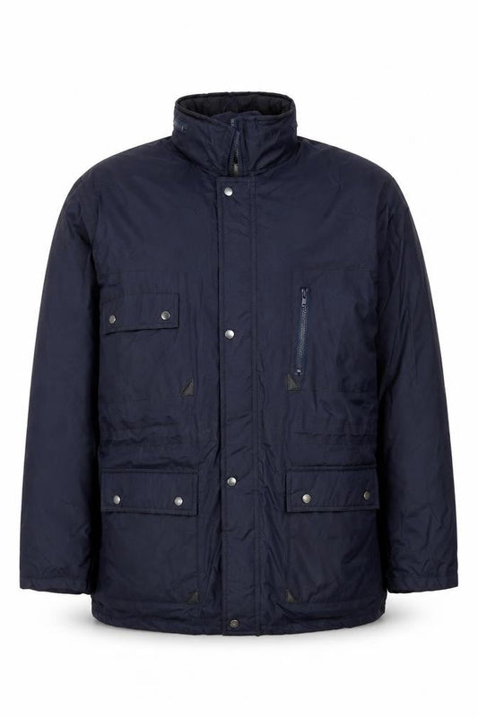 Bolt Men's Blue Parka Jacket L Full Zip Pockets Water Resistant